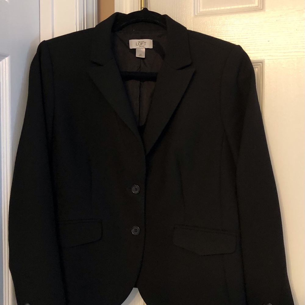 LOFT Black Cropped Blazer,Lined,Collared, Size 8P